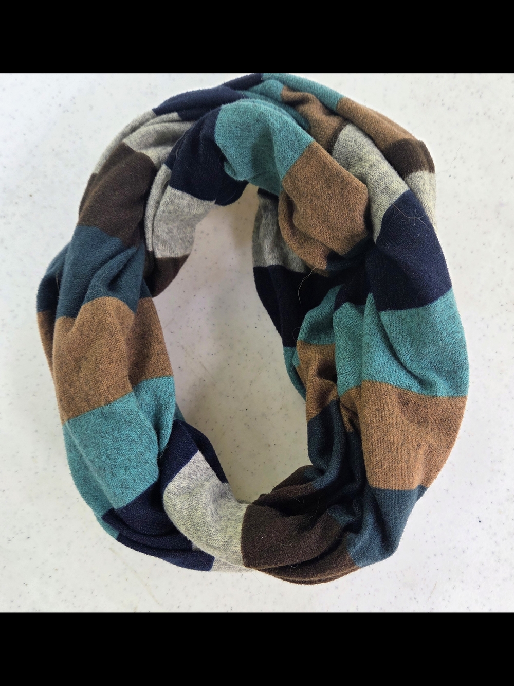 Striped Multicolor Women's Scarf - Teal, Navy & Brown